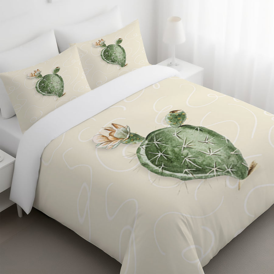 Green Desert Cactus Botanical Illustration Duvet Cover