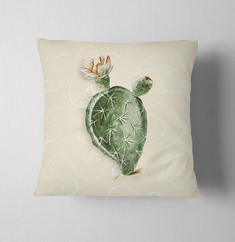 Green Desert Cactus Botanical Illustration Throw Pillow Cover