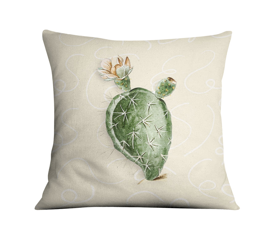 Green Desert Cactus Botanical Illustration Throw Pillow Cover
