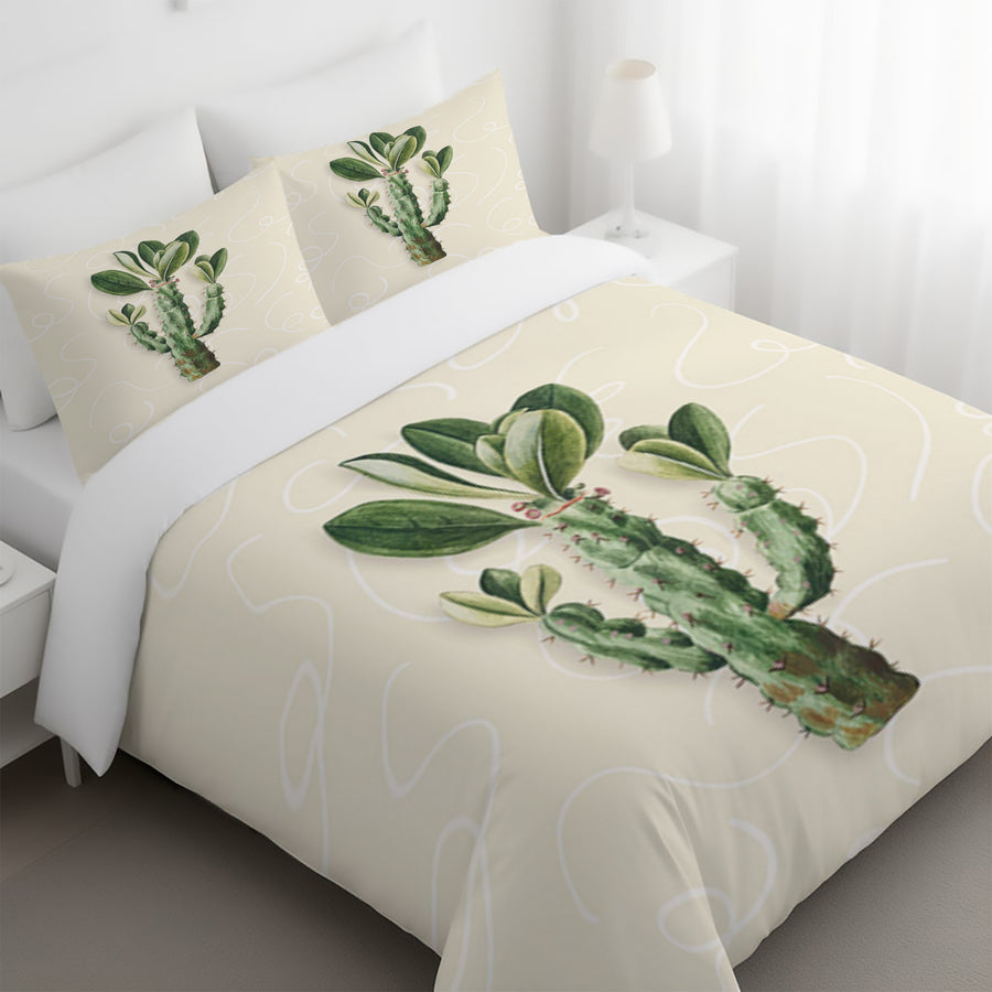 Green Succulent Plant Botanical Print Duvet Cover