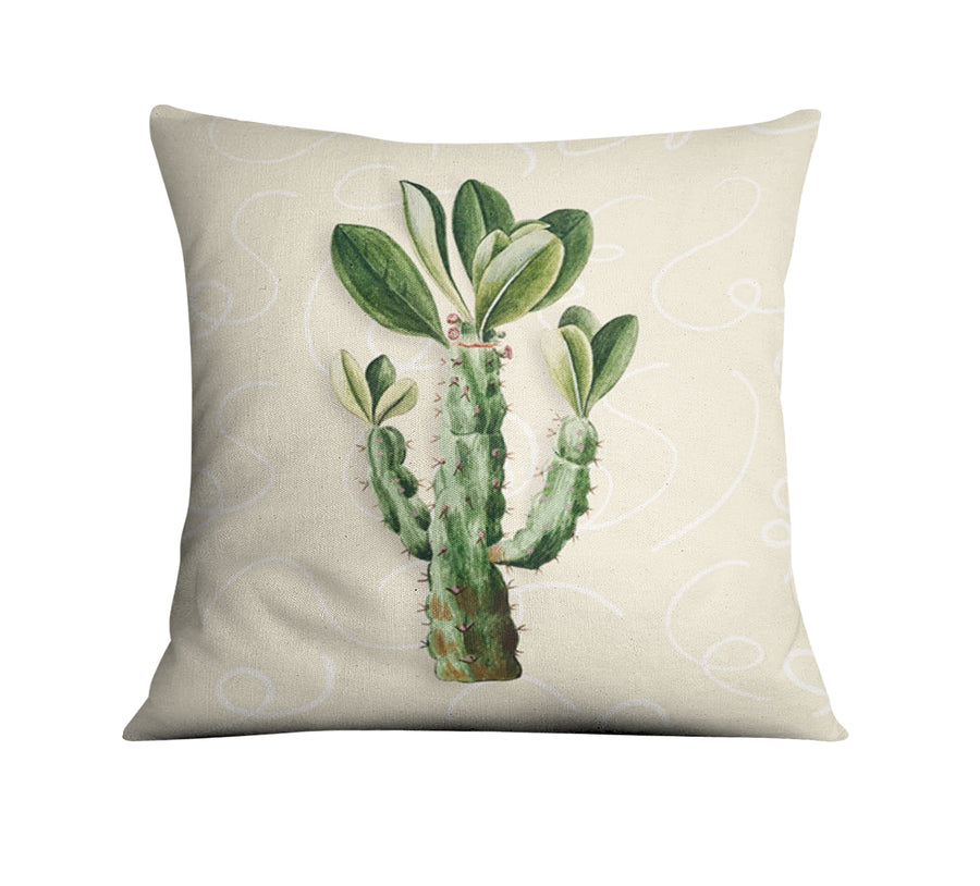 Green Succulent Plant Botanical Print Throw Pillow Cover