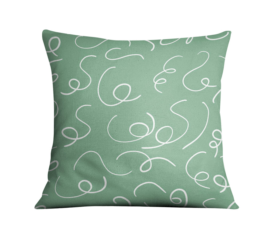 Green Abstract Scribble Line Pattern Throw Pillow Cover