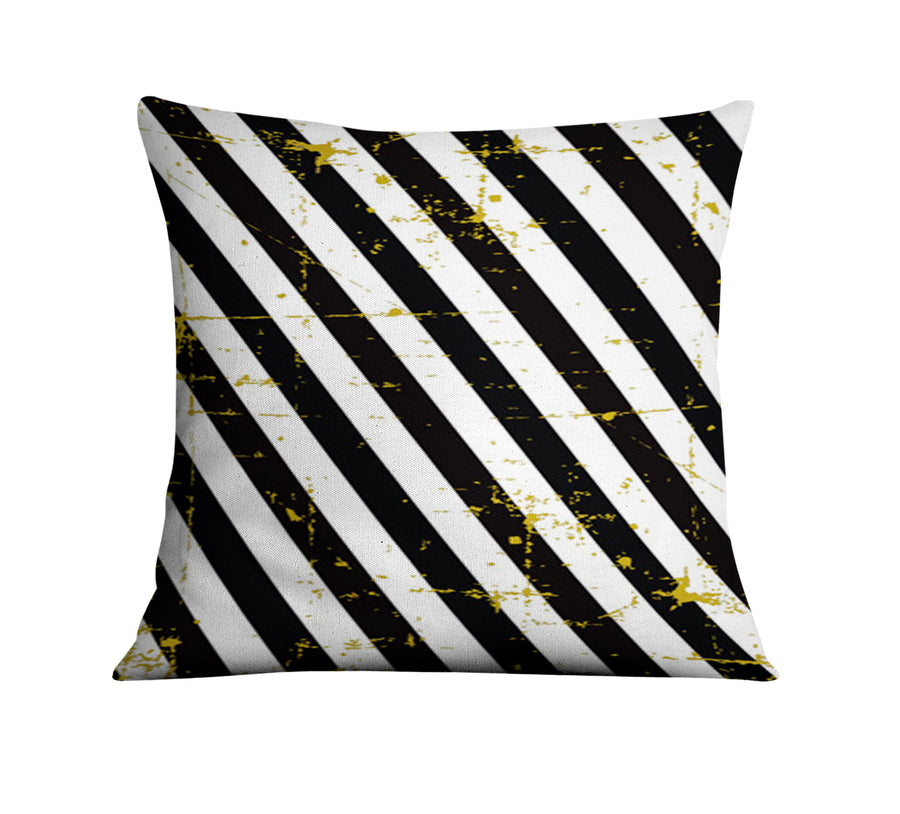 Black and Gold Diagonal Stripe Pattern Throw Pillow Cover