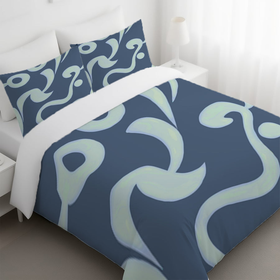 Blue Swirling Abstract Wave Pattern Duvet Cover