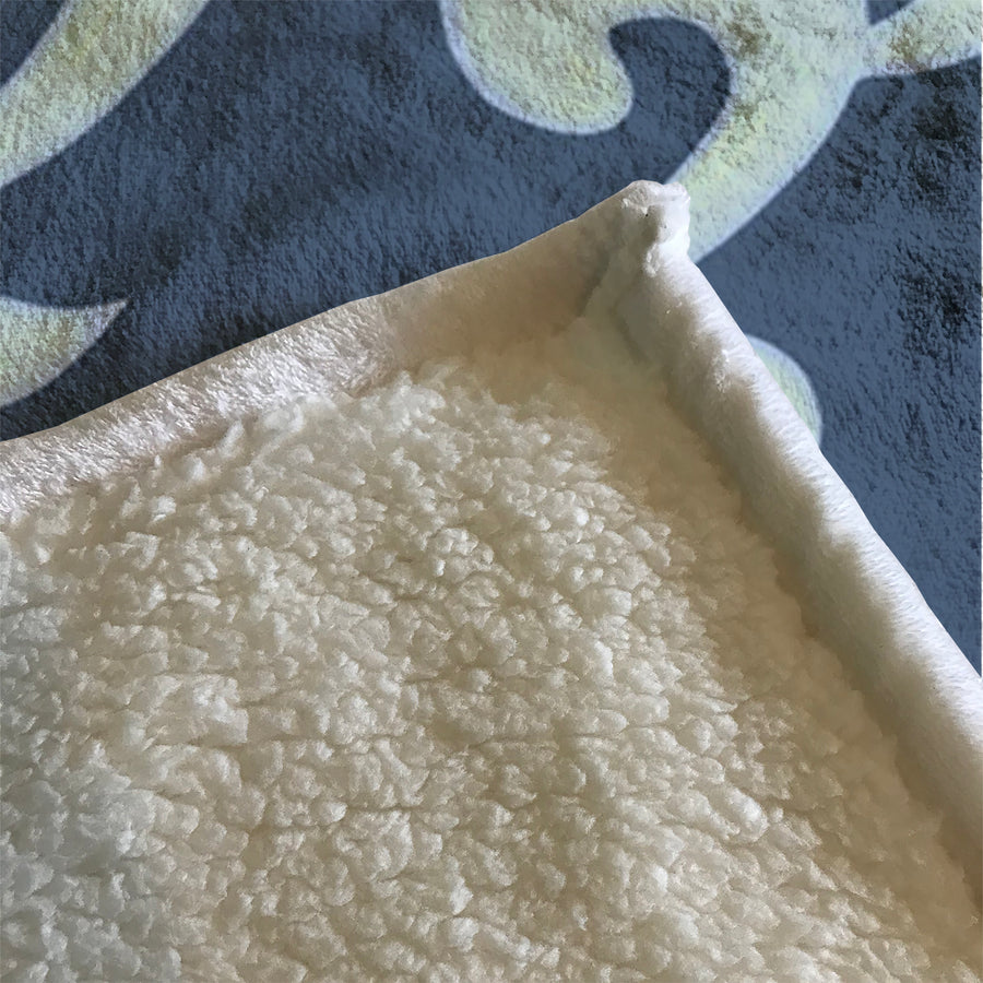 Blue Swirling Abstract Wave Pattern Fleece Sherpa Blanket