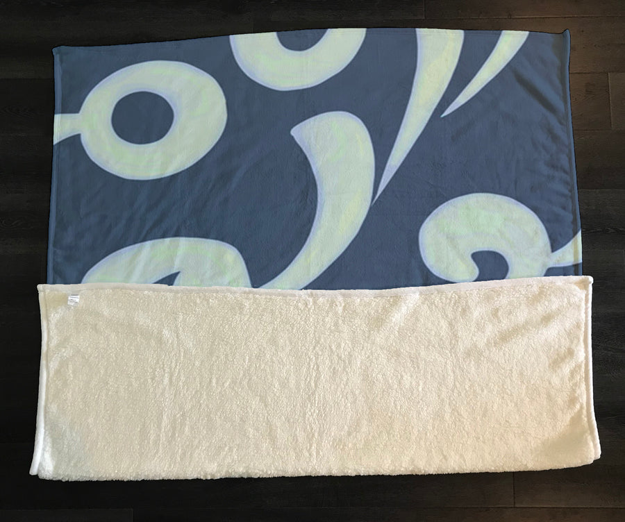 Blue Swirling Abstract Wave Pattern Fleece Sherpa Blanket