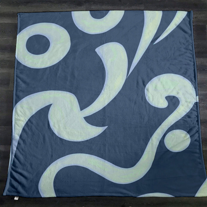 Blue Swirling Abstract Wave Pattern Fleece Sherpa Blanket