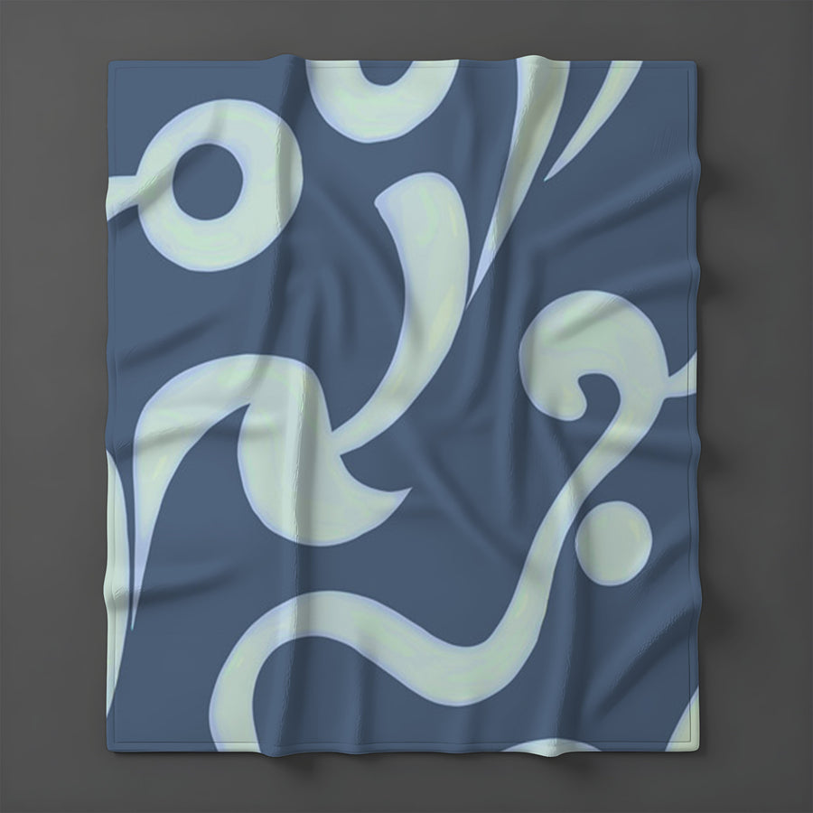Blue Swirling Abstract Wave Pattern Fleece Sherpa Blanket