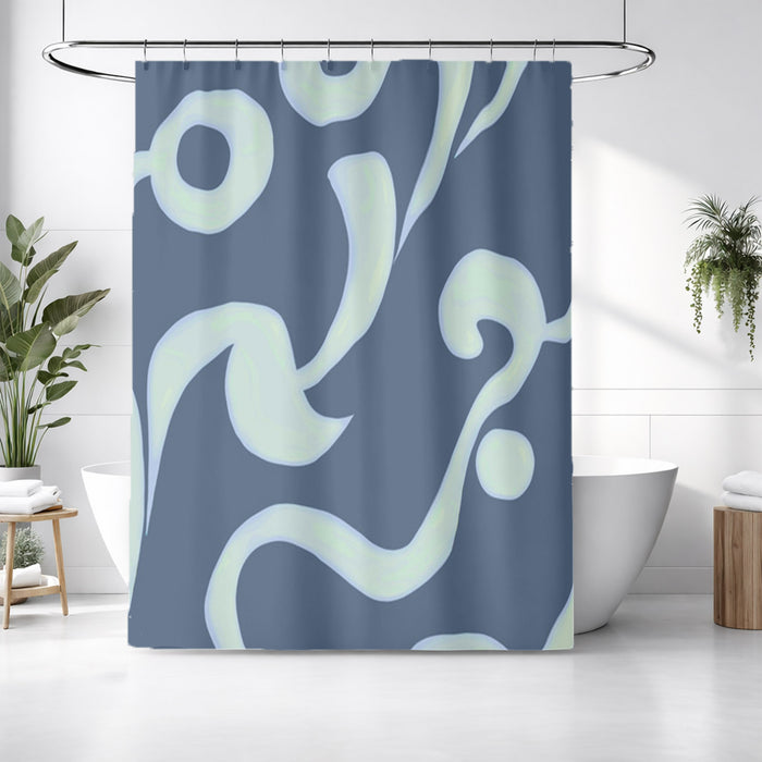 Blue Swirling Abstract Wave Pattern Shower Curtain