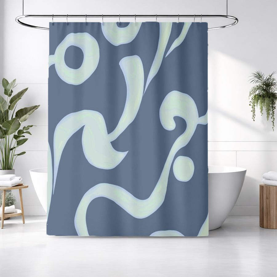 Blue Swirling Abstract Wave Pattern Shower Curtain