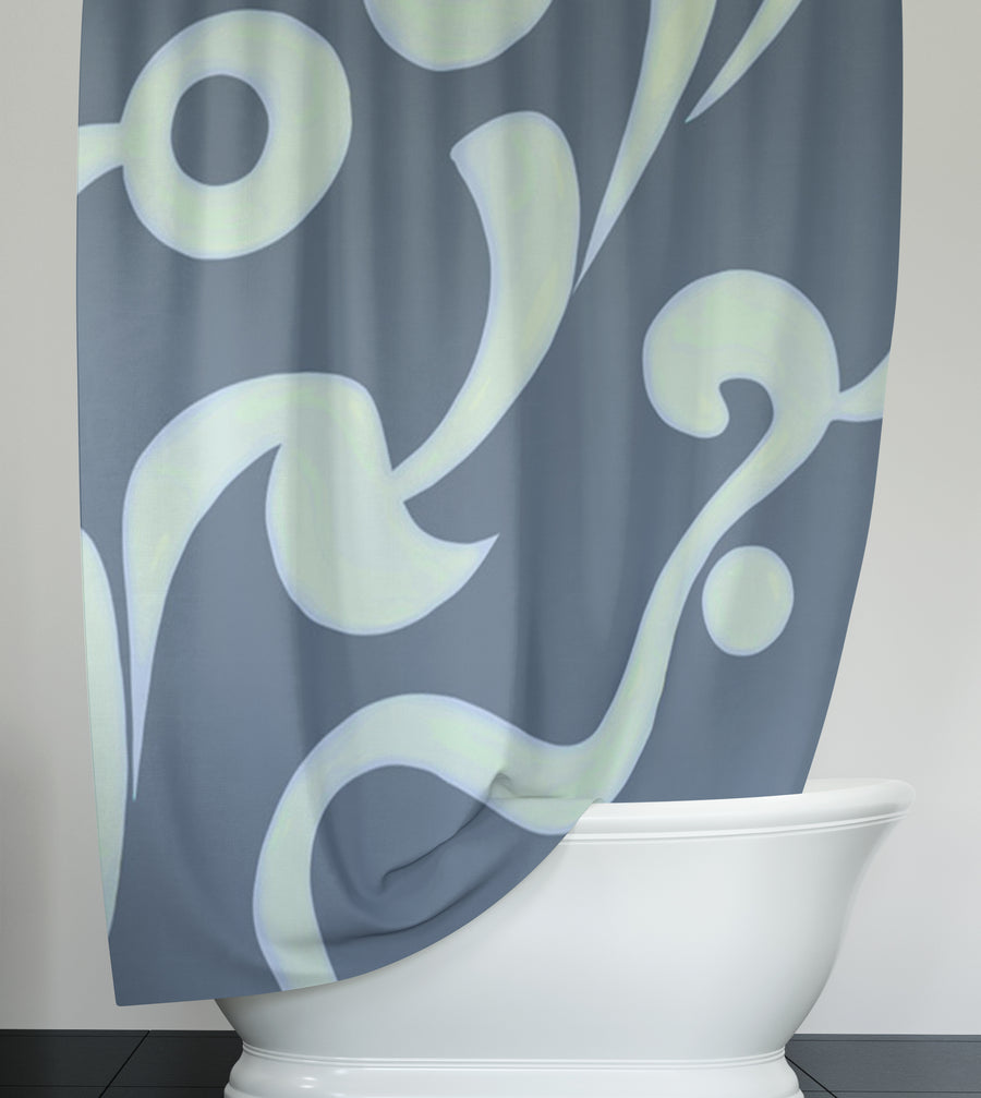 Blue Swirling Abstract Wave Pattern Shower Curtain
