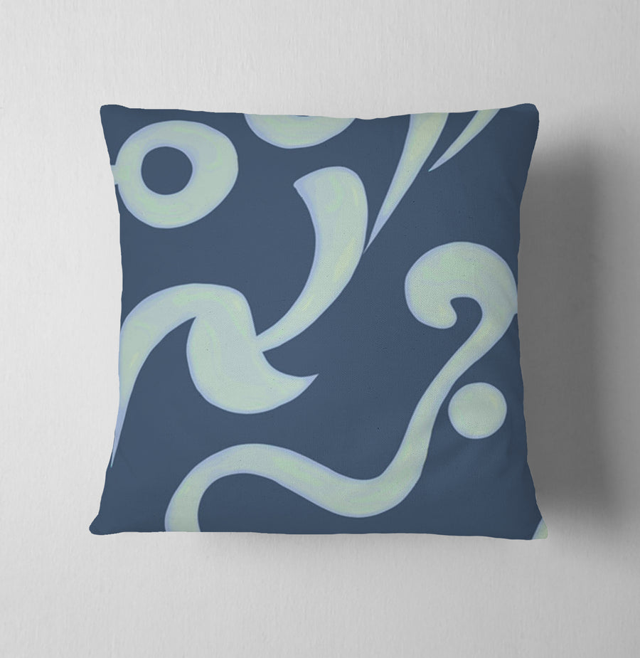 Blue Swirling Abstract Wave Pattern Throw Pillow Cover
