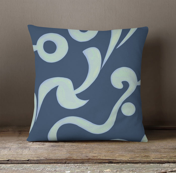 Blue Swirling Abstract Wave Pattern Throw Pillow Cover