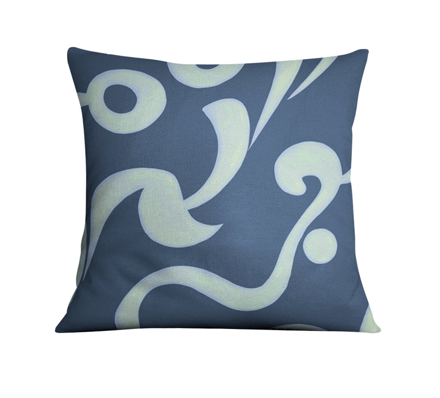 Blue Swirling Abstract Wave Pattern Throw Pillow Cover