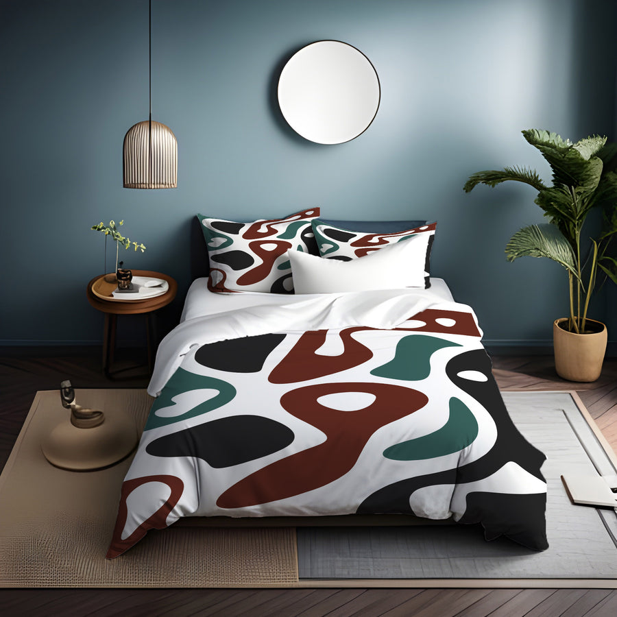 Modern Organic Shapes Color Block Pattern Duvet Cover