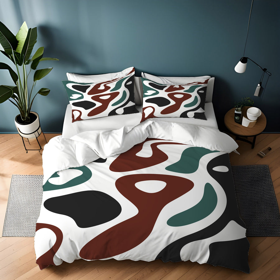 Modern Organic Shapes Color Block Pattern Duvet Cover