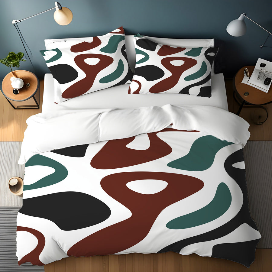 Modern Organic Shapes Color Block Pattern Duvet Cover