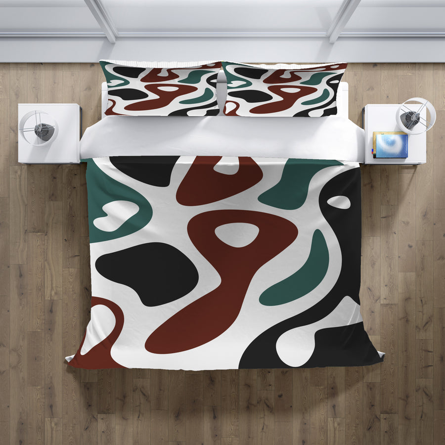 Modern Organic Shapes Color Block Pattern Duvet Cover