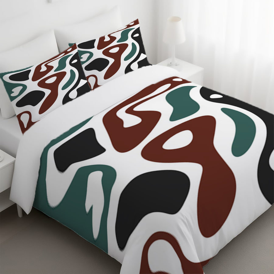 Modern Organic Shapes Color Block Pattern Duvet Cover
