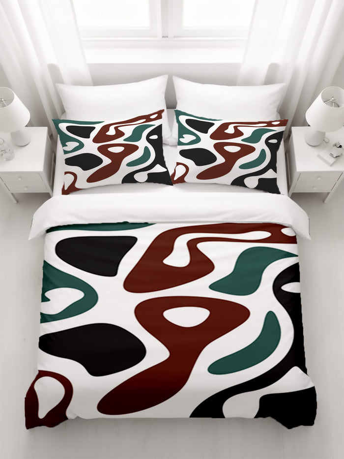 Modern Organic Shapes Color Block Pattern Duvet Cover