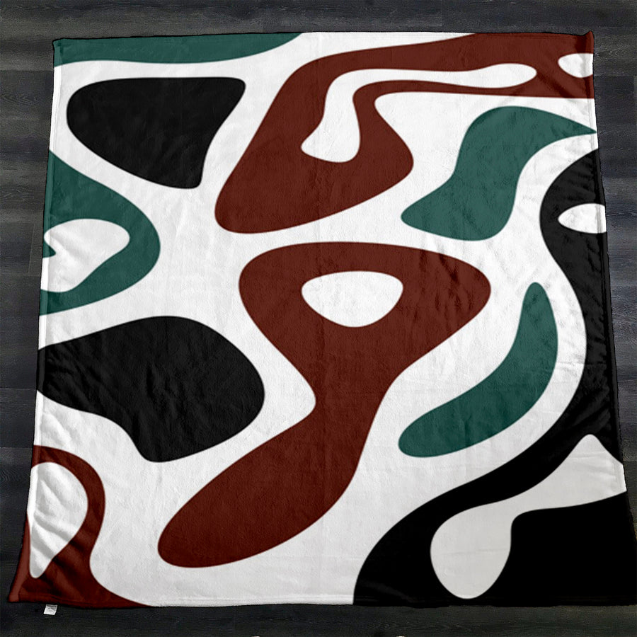 Modern Organic Shapes Color Block Pattern Fleece Sherpa Blanket