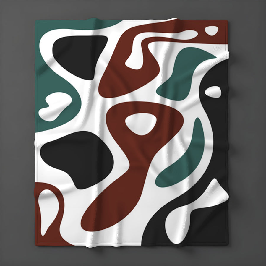 Modern Organic Shapes Color Block Pattern Fleece Sherpa Blanket