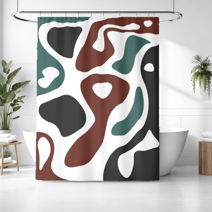 Modern Organic Shapes Color Block Pattern Shower Curtain