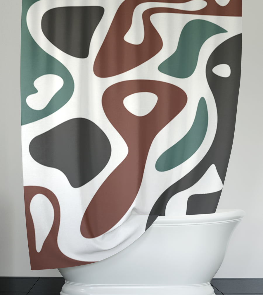 Modern Organic Shapes Color Block Pattern Shower Curtain