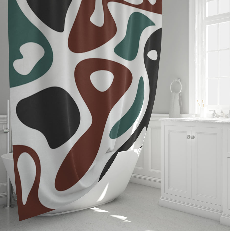 Modern Organic Shapes Color Block Pattern Shower Curtain