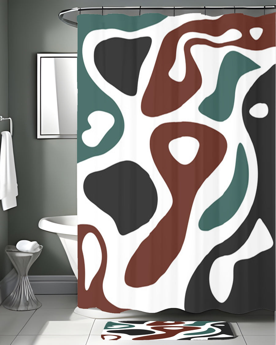 Modern Organic Shapes Color Block Pattern Shower Curtain