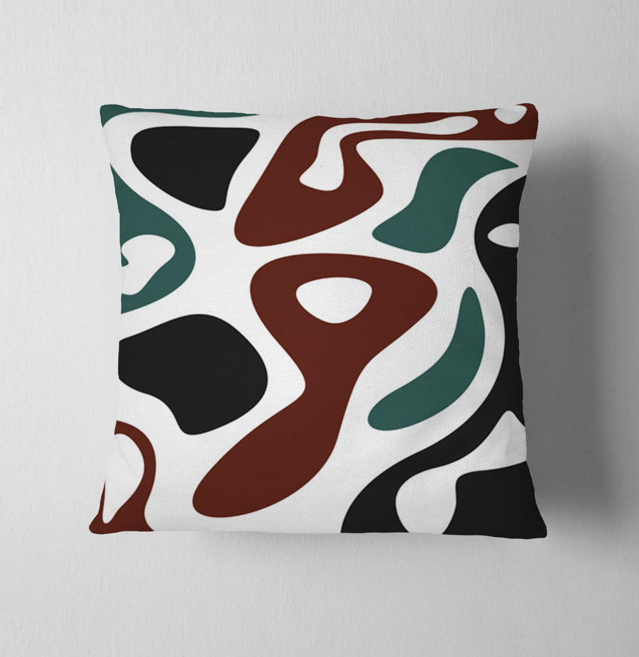 Modern Organic Shapes Color Block Pattern Throw Pillow Cover