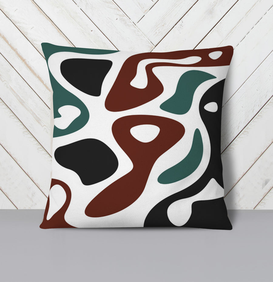Modern Organic Shapes Color Block Pattern Throw Pillow Cover