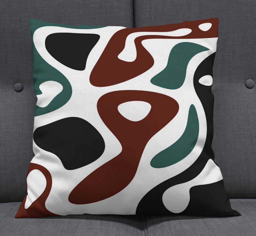 Modern Organic Shapes Color Block Pattern Throw Pillow Cover