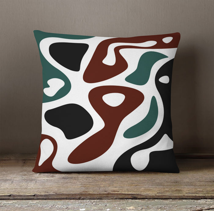 Modern Organic Shapes Color Block Pattern Throw Pillow Cover