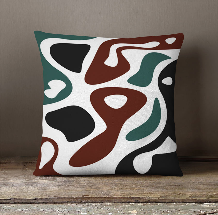 Modern Organic Shapes Color Block Pattern Throw Pillow Cover