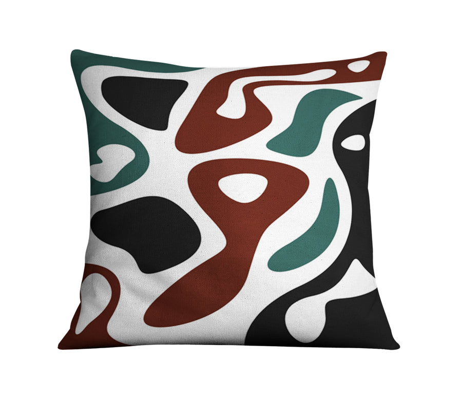Modern Organic Shapes Color Block Pattern Throw Pillow Cover