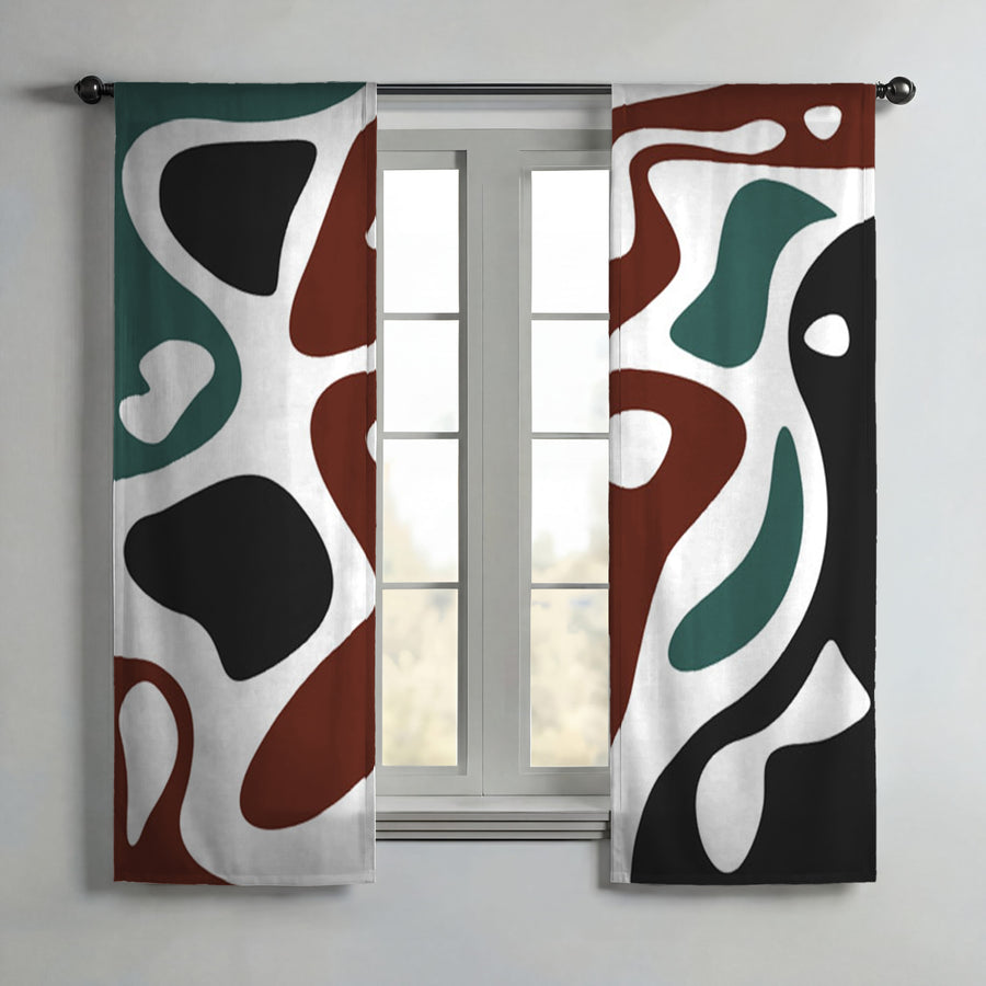 Modern Organic Shapes Color Block Pattern Window Curtains
