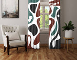 Green, Red and Black Abstract Mid Century Pattern Window Curtains - Deja Blue Studios