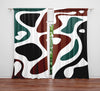 Green, Red and Black Abstract Mid Century Pattern Window Curtains - Deja Blue Studios