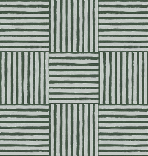 Green Basketweave Grid Geometric Pattern