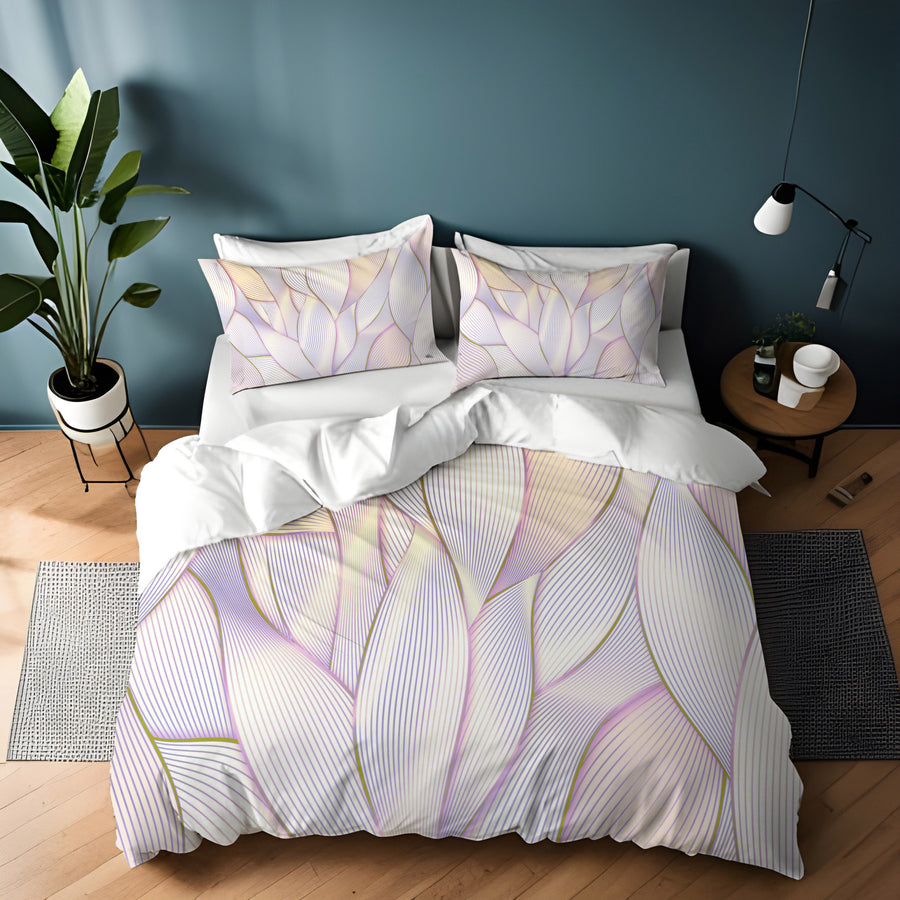 Soft Purple Feather Layered Abstract Pattern Duvet Cover