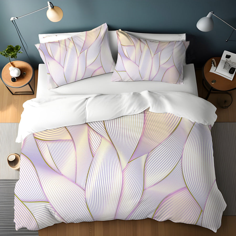 Soft Purple Feather Layered Abstract Pattern Duvet Cover