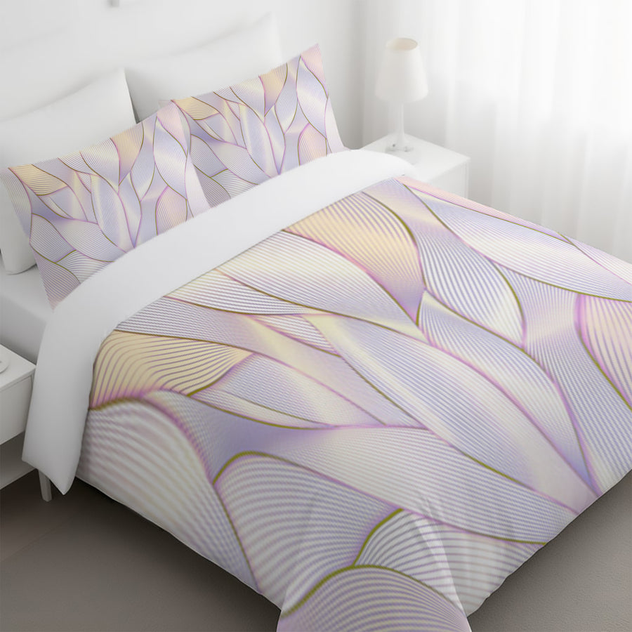 Soft Purple Feather Layered Abstract Pattern Duvet Cover