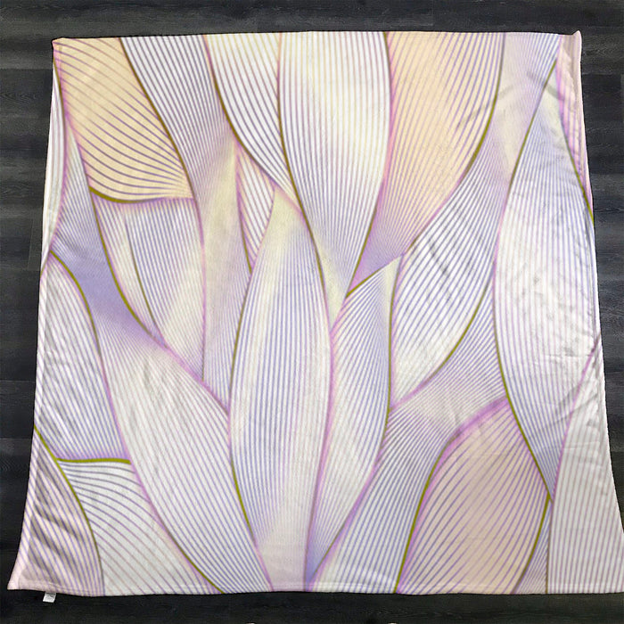 Soft Purple Feather Layered Abstract Pattern Fleece Sherpa Blanket