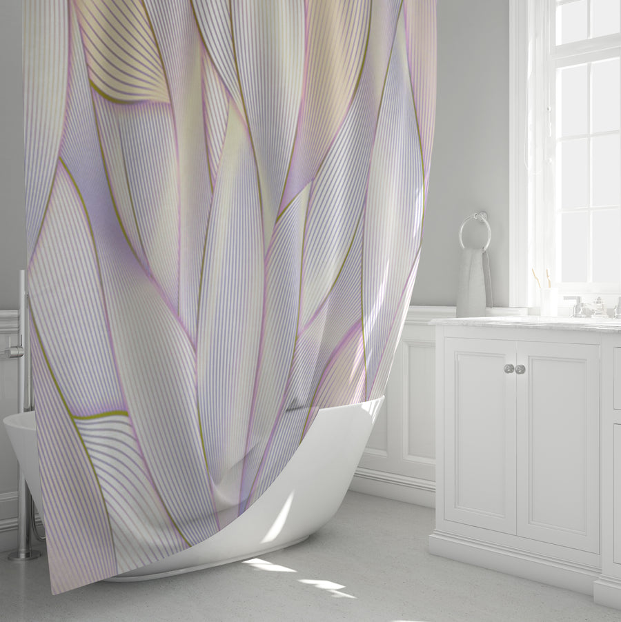 Soft Purple Feather Layered Abstract Pattern Shower Curtain