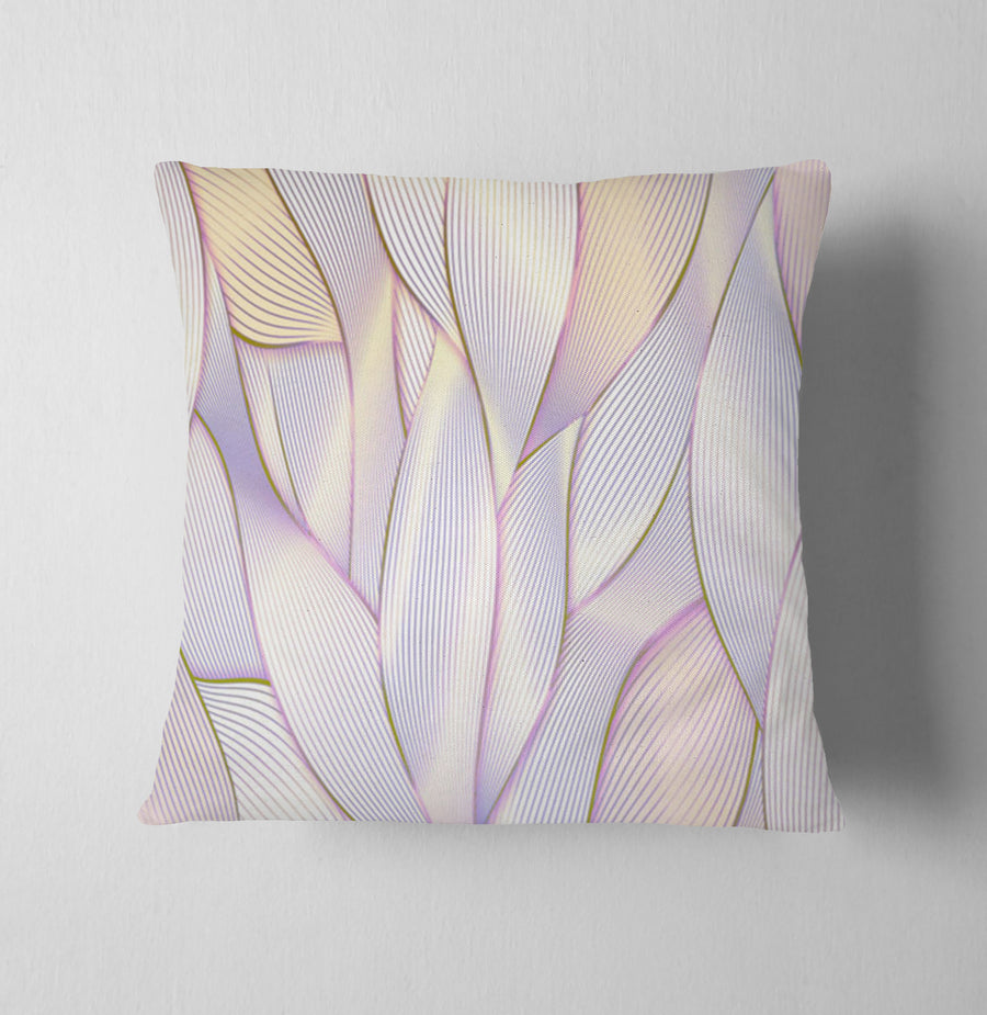 Soft Purple Feather Layered Abstract Pattern Throw Pillow Cover