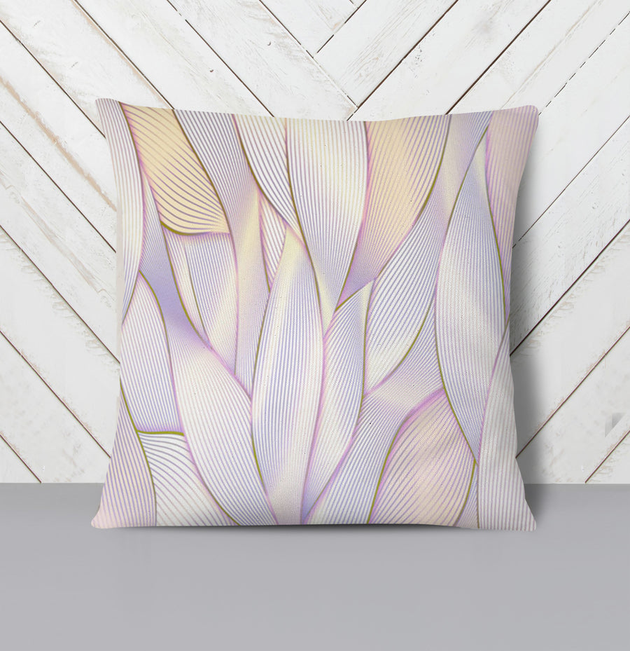 Soft Purple Feather Layered Abstract Pattern Throw Pillow Cover