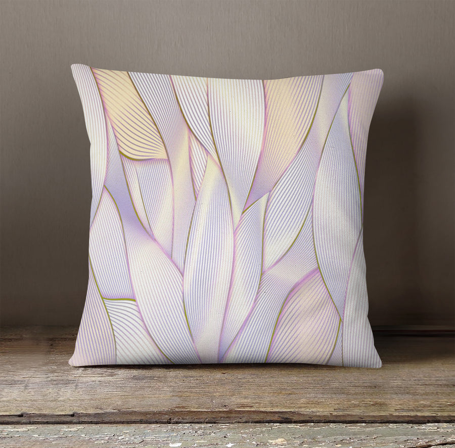 Soft Purple Feather Layered Abstract Pattern Throw Pillow Cover
