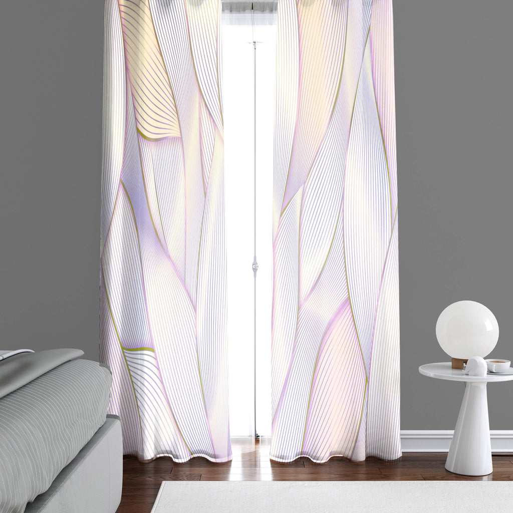 Purple Ornate Leaf Floral Pattern Window Curtains - Deja Blue Studios