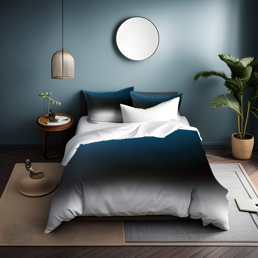 Blue Gradient Horizon Abstract Fade Duvet Cover